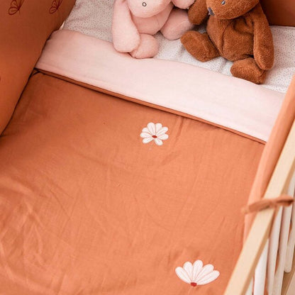 Nattou Couverture pour berceau ou parc tricot rose/rouille coton
