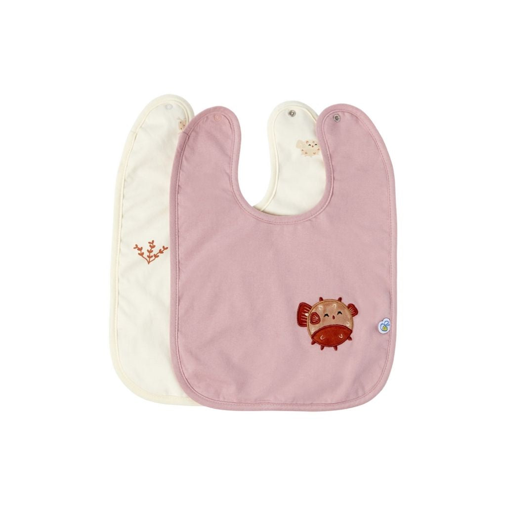 Dreambee Slabbetje Billie ballonvis beige/roze - 2 stuks