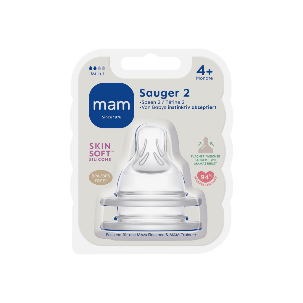 MAM Tétine N ° 2 débit moyen - 2 pièces