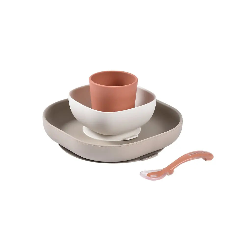 Béaba 4-delige eetset silicone Terracotta