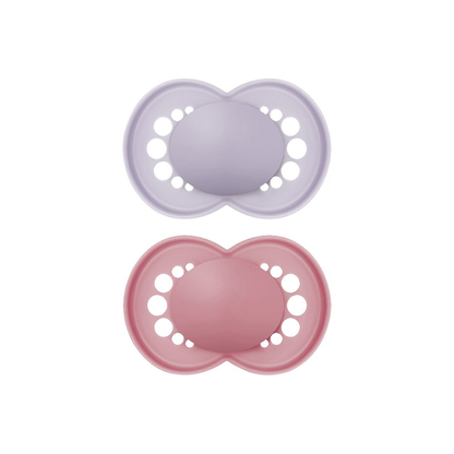 MAM Fopspeen + 6 maanden Original Matt Plain Silicone paars/roze - 2 stuks