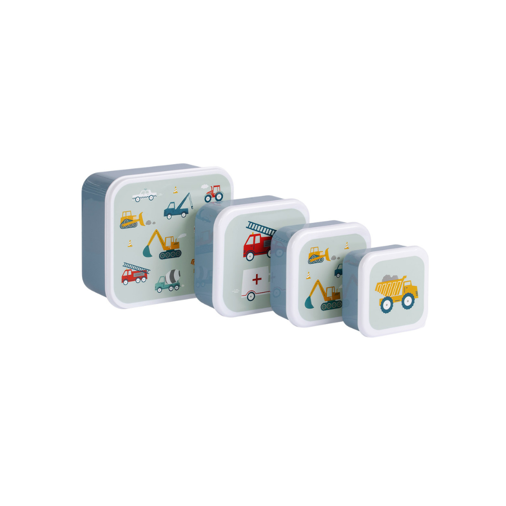A little lovely company Lunch & Snack Box Set Vehicles - 4 stuks