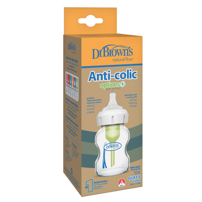 Dr. Brown's Antikoliekzuigfles Options+ van glas met brede hals transparant 150 ml