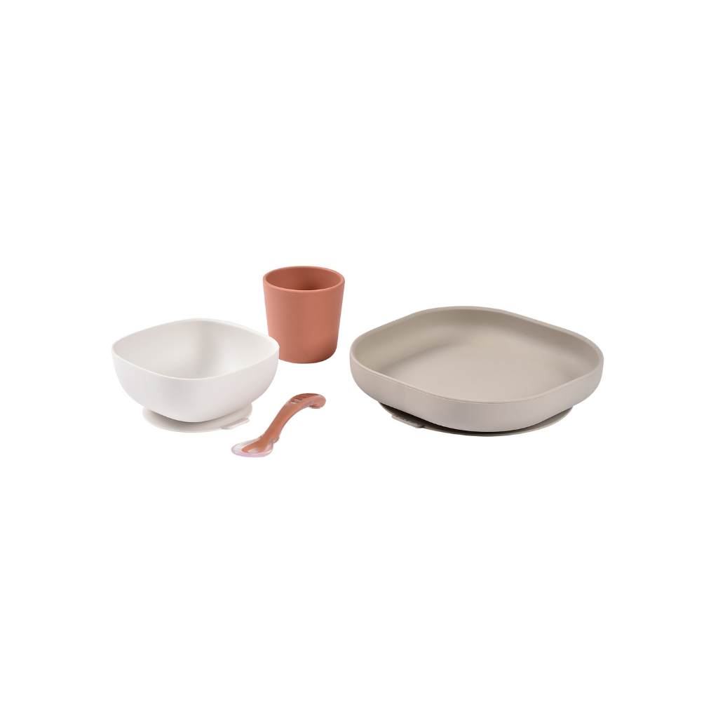 Béaba 4-delige eetset silicone Terracotta