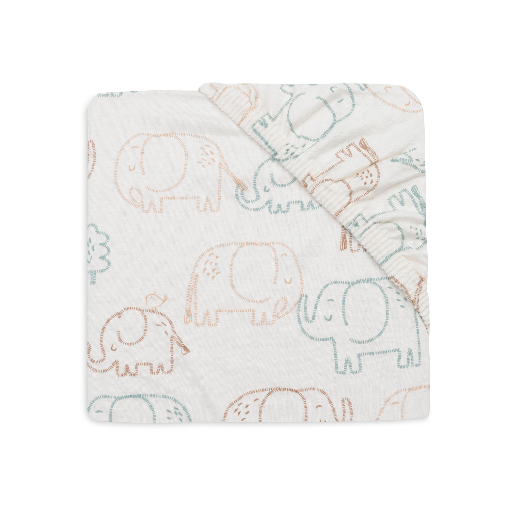Jollein Drap-housse jersey Elephant Tales 40/50 x 80/90 cm