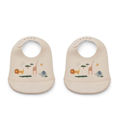 Liewood Slabbetje siliconen Tilda Safari Multi - 2 stuks