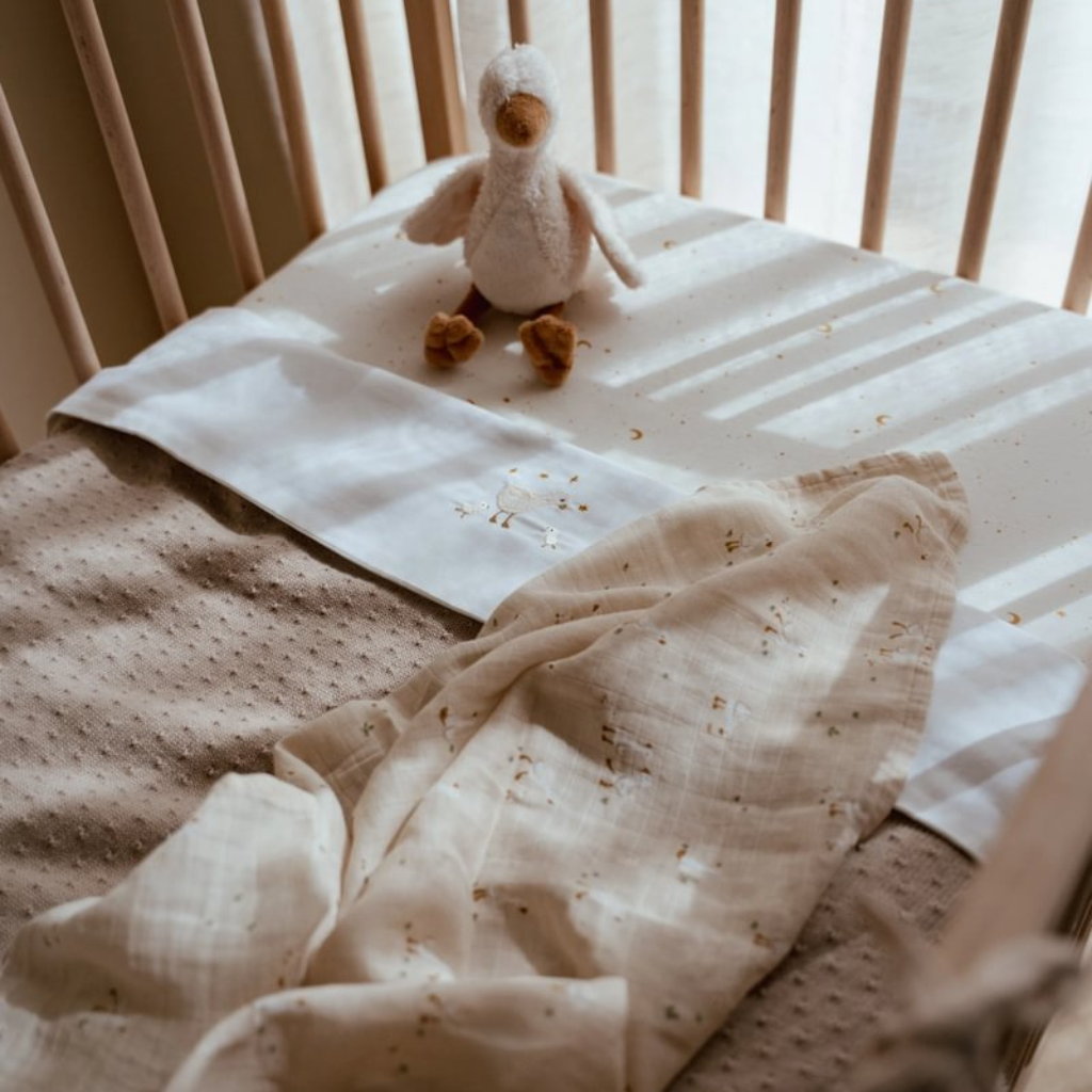 Little Dutch Laken voor bed geborduurd Little Goose wit 110 x 140 cm