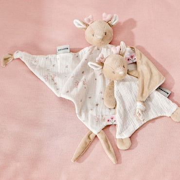 Nattou Maxi-doudou bedrukte swaddle hinde roze