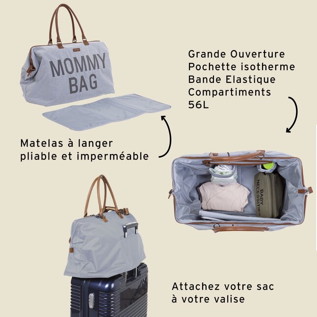 Childhome Sac à langer Mommy Bag Signature Canvas Grey