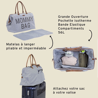 Childhome Sac à langer Mommy Bag Signature Canvas Grey