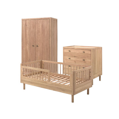Jaxx 3-delige babykamer (Peuterbed L 140 x B 70 cm + commode + kast met 2 deuren) Forrest Eik