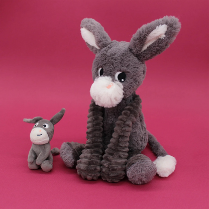 Les Déglingos Knuffel Poitou Donkey Mom & Baby Grey Ptipotos