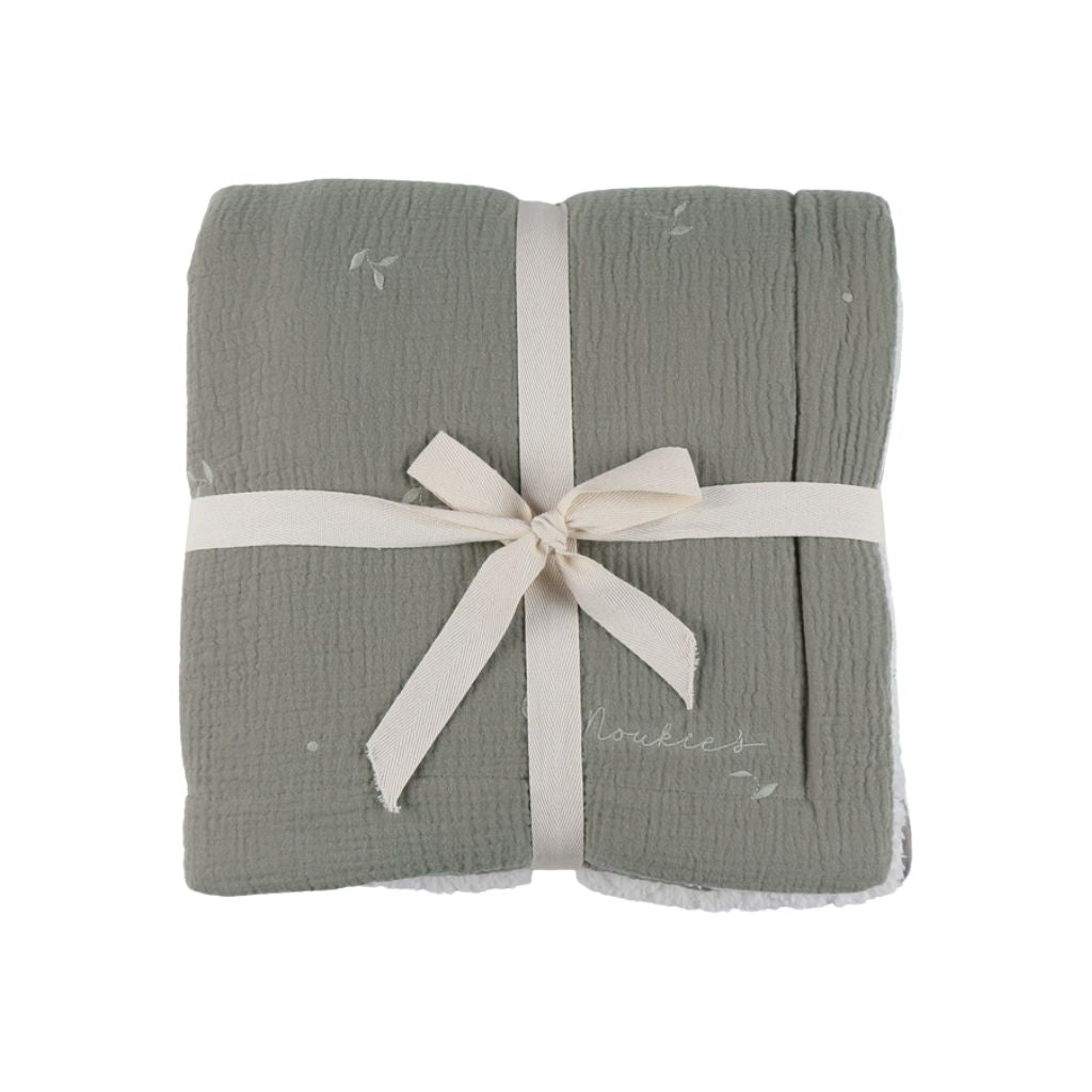 Noukie's Couverture mousseline & sherpa kaki 100 x 140 cm