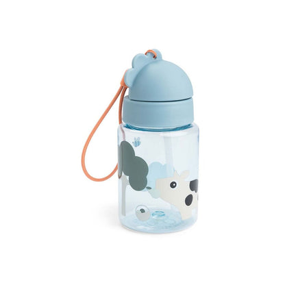 Done By Deer Drinkfles met rietje Playground Tiny Farm blauw 280 ml