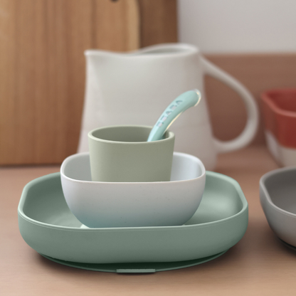 Béaba Set repas 4 pièces silicone Sage Green