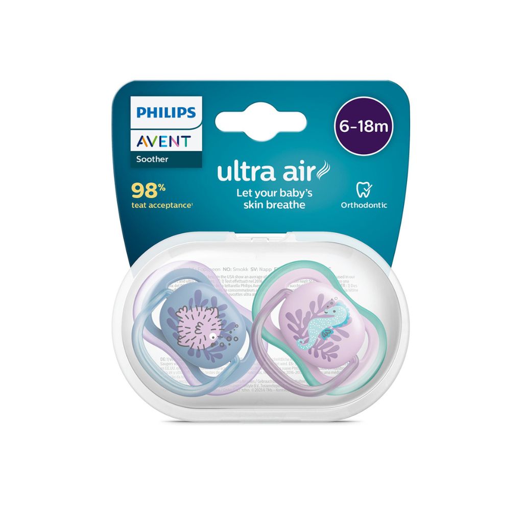 Philips AVENT Sucette + 6 mois Ultra Air hippocampe, poisson - 2 pièces