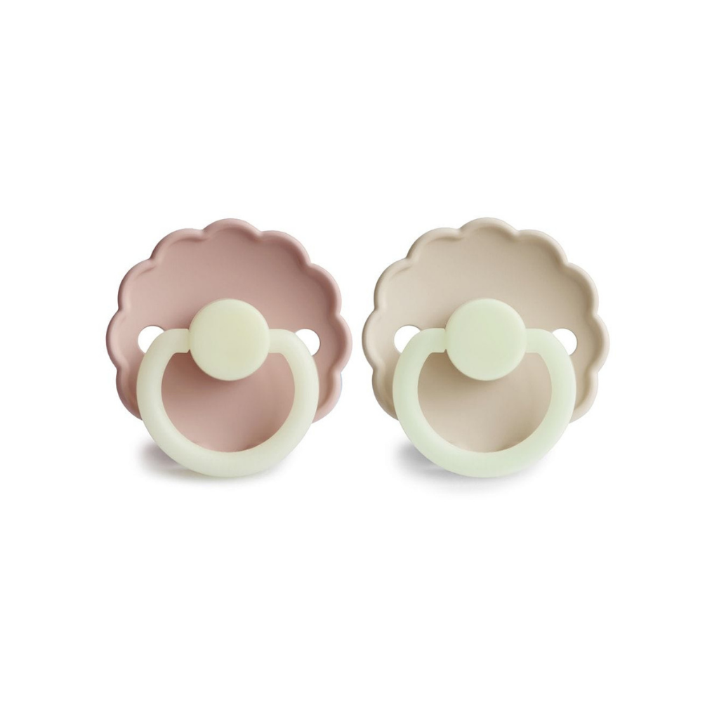 FRIGG Sucette 6 - 18 mois Daisy Night Silicone Cream/Blush - 2 pièces