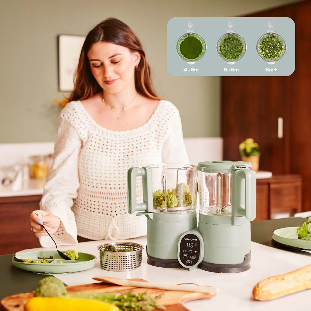 Babymoov Stoomkoker-mixer 4-in-1 Nutribaby Glass Celadon Green