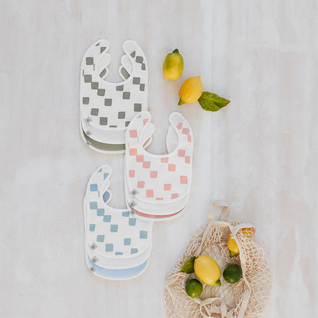 Slabbetjes GOTS happy fruits peach per 3