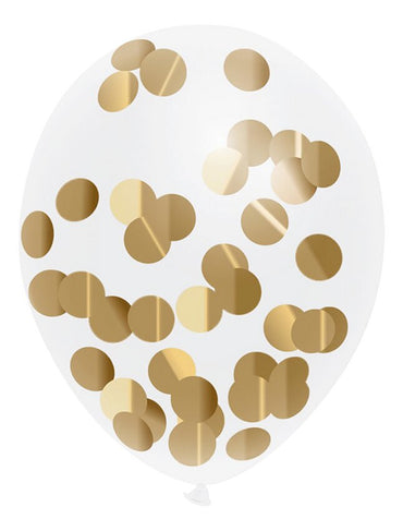 HAZA Witbaard Ballon Confettiballon Gold - 5 stuks