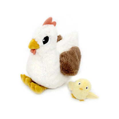 Les Déglingos Knuffel Pioupiou Hen Mom & Baby White Ptipotos