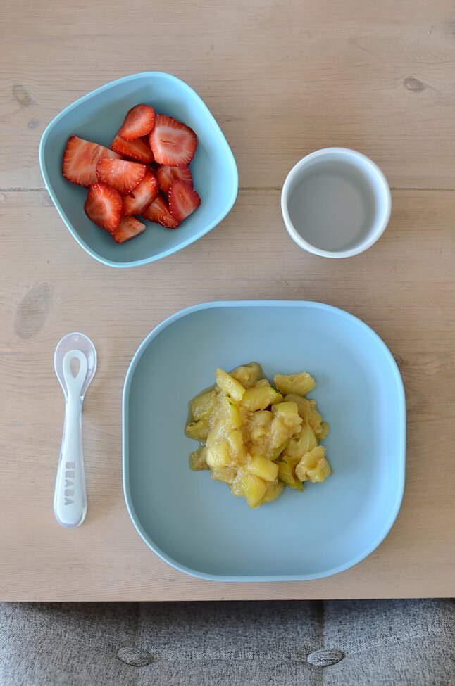 Béaba Set repas 4 pièces silicone Jungle bleu