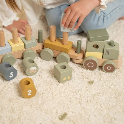 Little Dutch Train à blocs Little Farm tracteur  