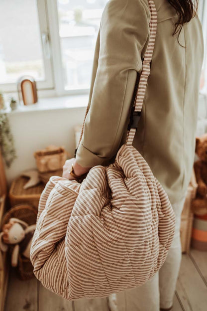 Play&Go Noomad soft stripes brown organic babymat & bag
