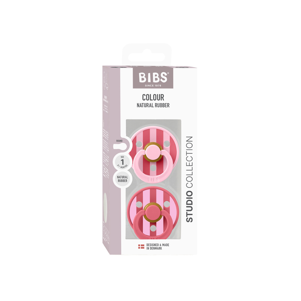 Bibs Fopspeen + 0 maanden Pack Block Baby Pink Coral Mix - 2 stuks