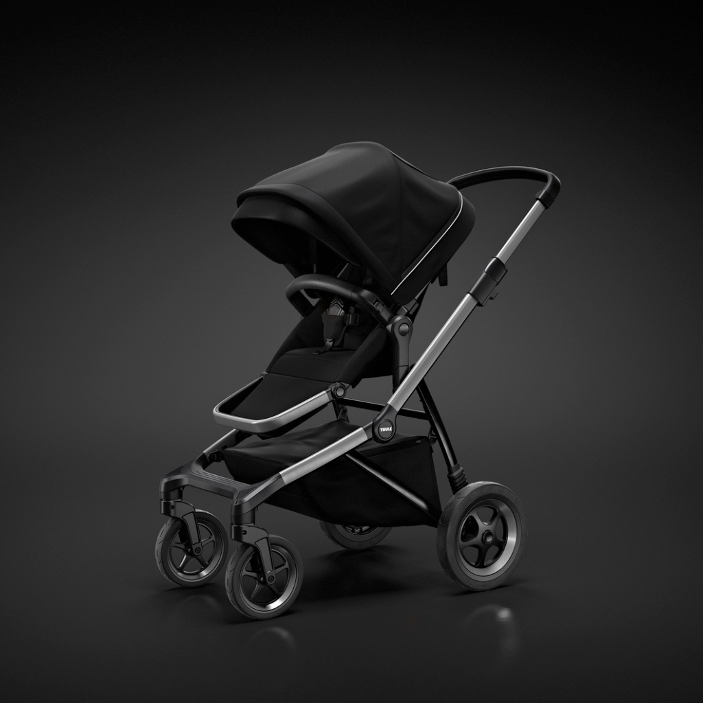 Thule Wandelwagen Sleek + draagmand Midnight Black