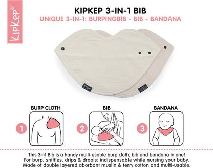 KipKep Slabbetje 3-in-1 Cookie beige