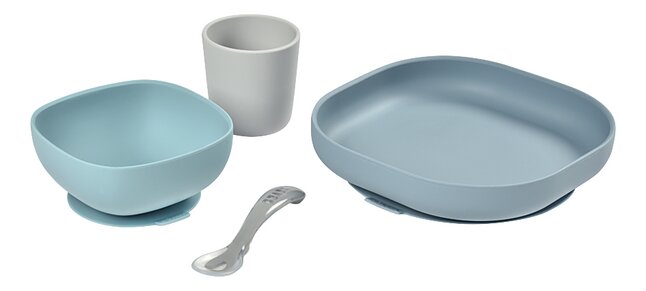 Béaba Set repas 4 pièces silicone Jungle bleu