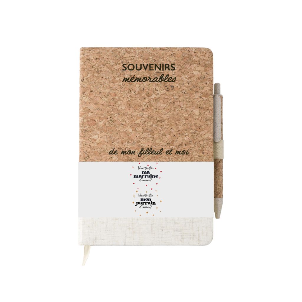 Minimou Notitieboek met pen "Souvenirs mémorables de mon filleul et moi"