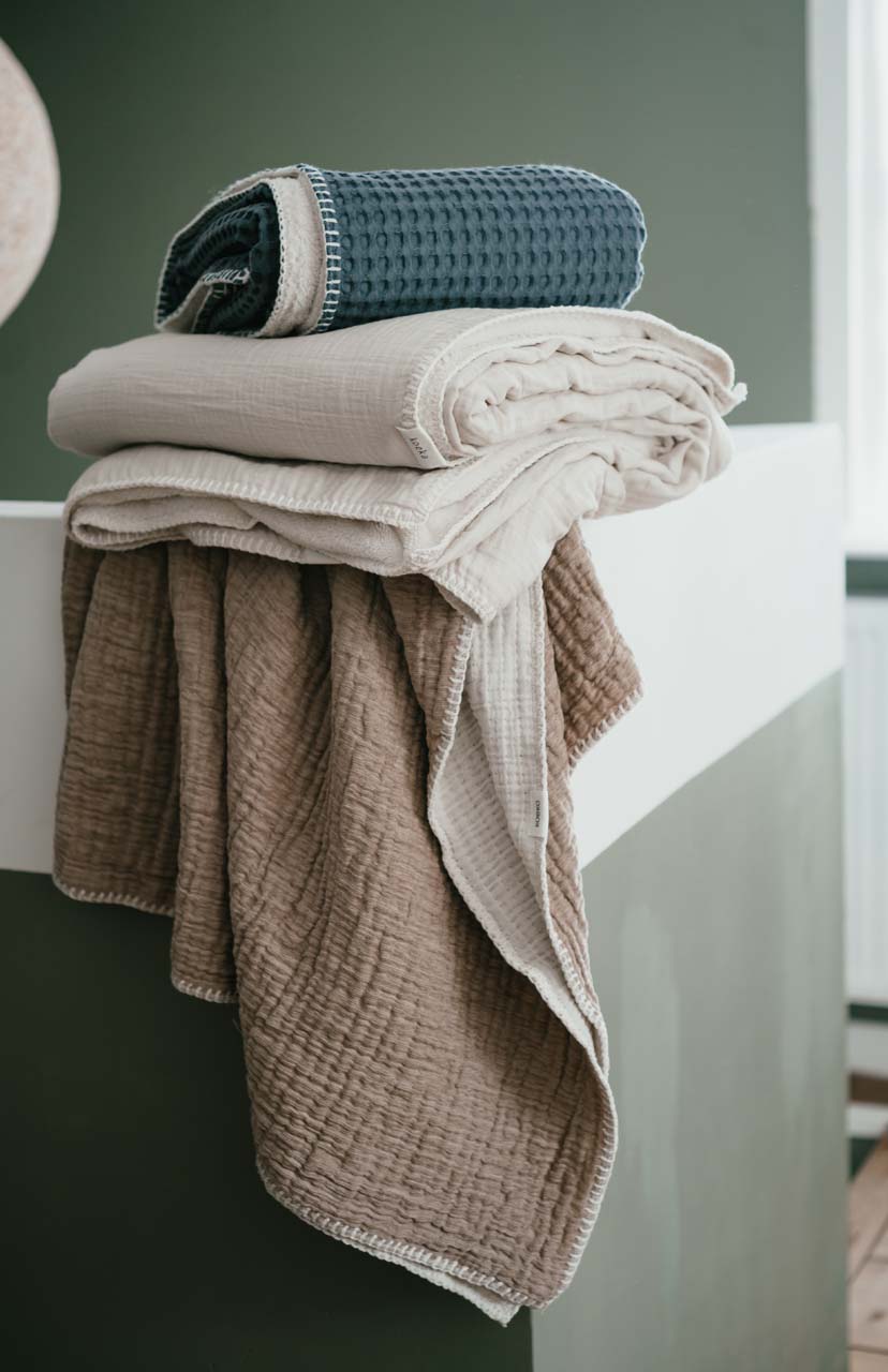 Koeka Drap pour lit Oslo Teddy Bluestone coton Lg 150 x L 100 cm