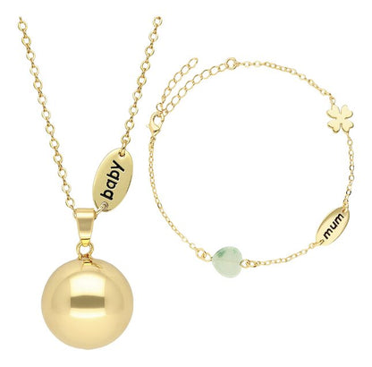 Bola Set grelot de grossesse et bracelet pierre naturelle