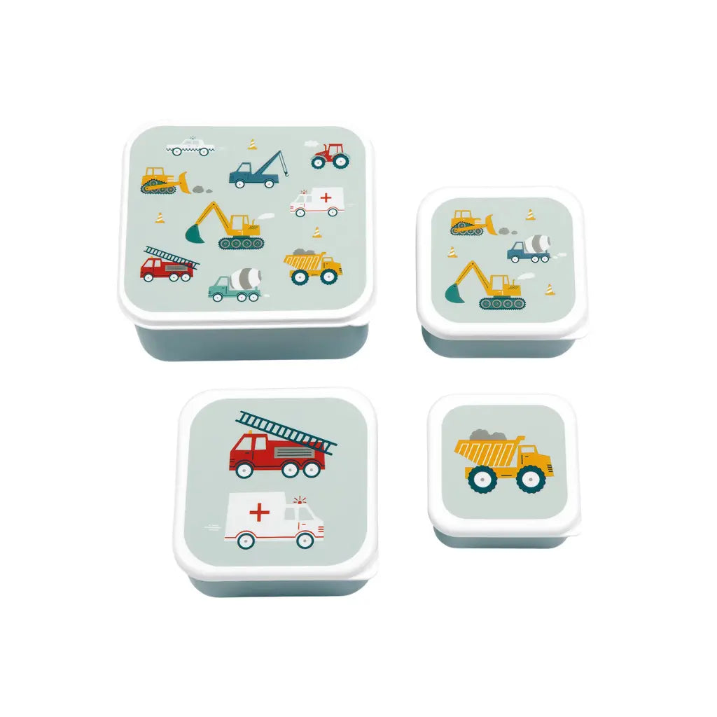 A little lovely company Lunch & Snack Box Set Vehicles - 4 stuks