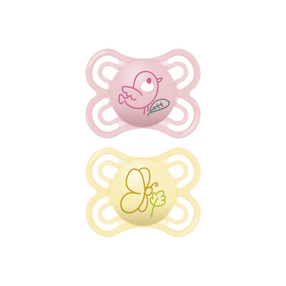 MAM Sucette + 0 mois Perfect Silicone rose/jaune - 2 pièces