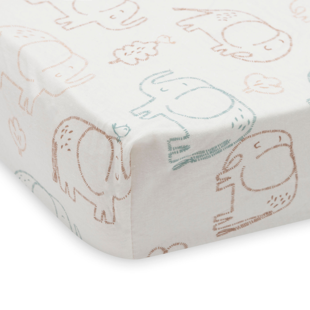 Jollein Drap-housse jersey Elephant Tales 40/50 x 80/90 cm