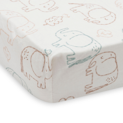 Jollein Hoeslaken jersey Elephant Tales 60 x 120 cm