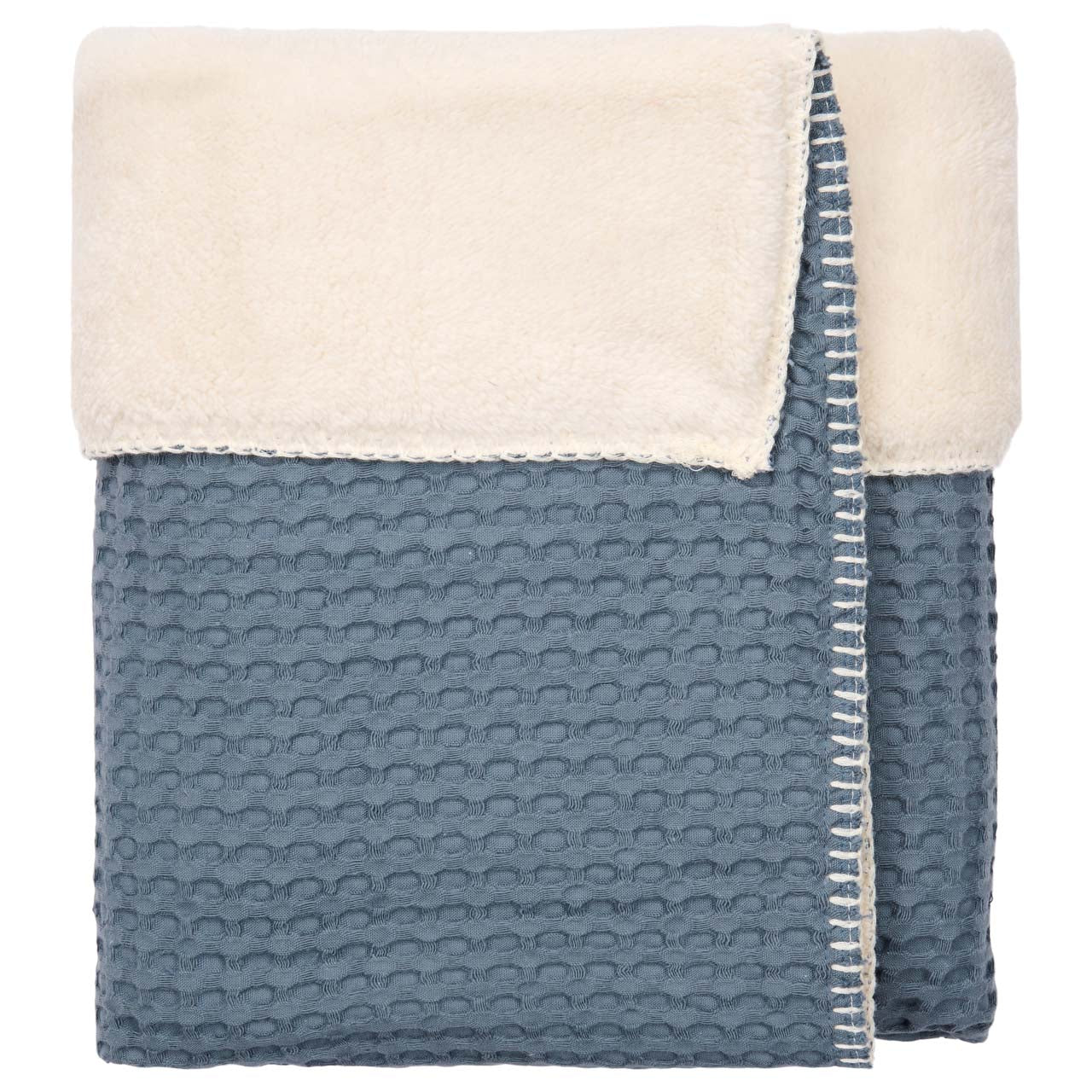 Koeka Drap pour lit Oslo Teddy Bluestone coton Lg 150 x L 100 cm