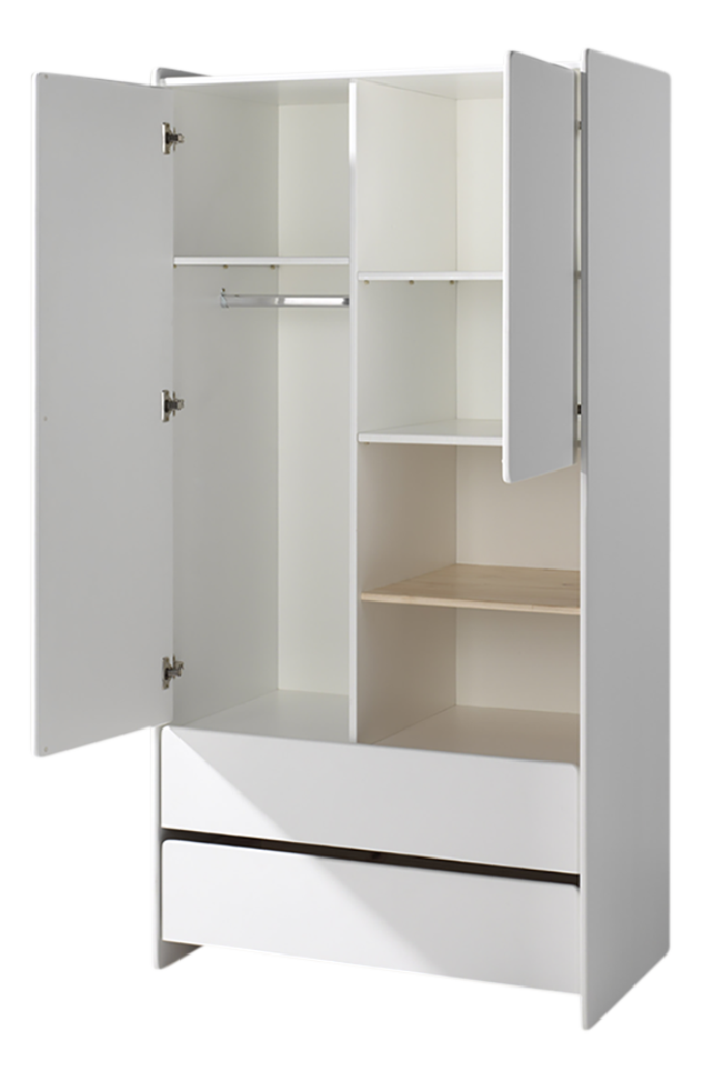 Jaxx Chambre de bébé (lit + commode avec rallonge + armoire 2 portes) Kiddy blanc
