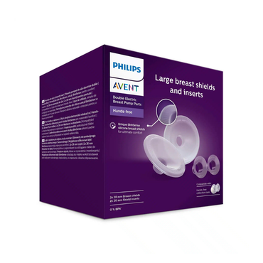 AVENT Hands-free siliconen grote borstschilden 28 mm & inzetstukken 26 mm