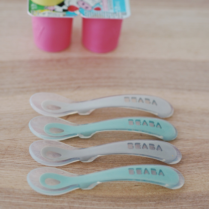 Béaba Lepel uit silicone 2de leeftijd Velvet grey/Sage green - 4 stuks