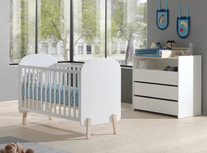 Jaxx Chambre de bébé 2 pièces (lit + commode avec rallonge) Kiddy blanc
