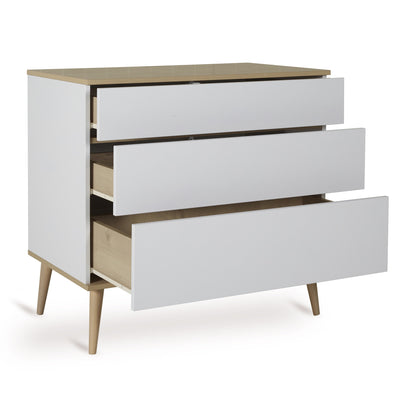 Quax 3-delige babykamer (bed L 120 x B 60 cm + commode + kast met 2 deuren) Flow White