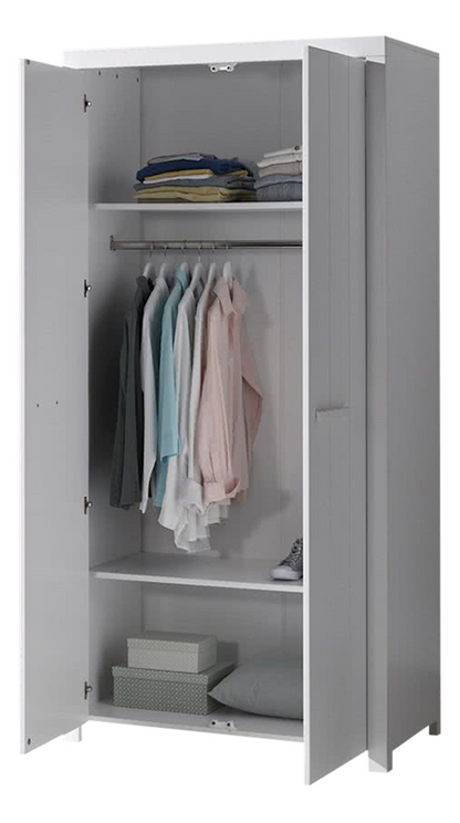 Jaxx Chambre de bébé 3 pièces (lit + commode + armoire 2 portes) Erik blanc
