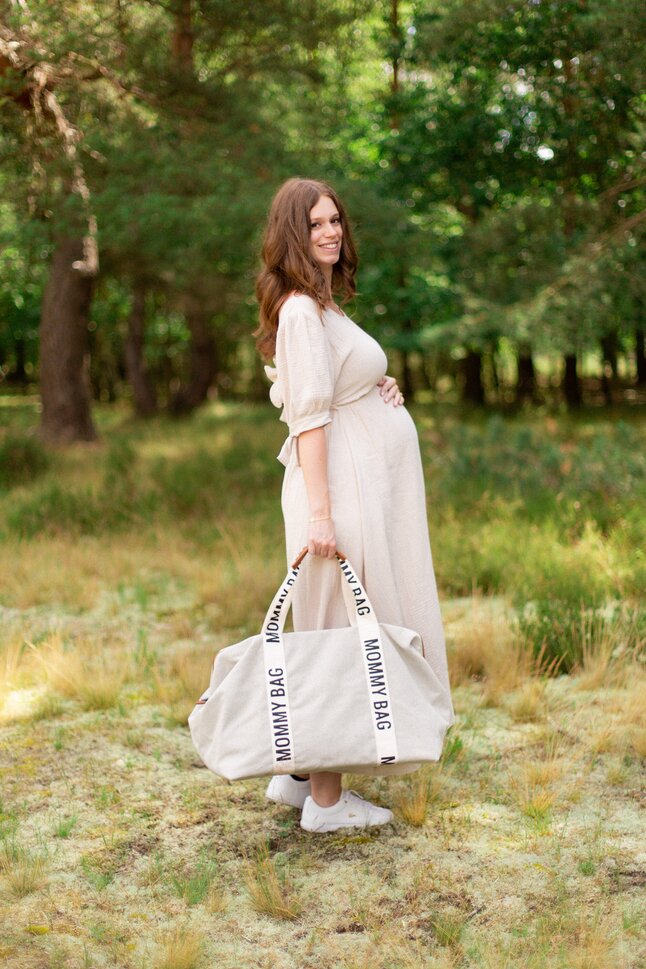 Childhome Sac à langer Mommy Bag Signature Canvas écru